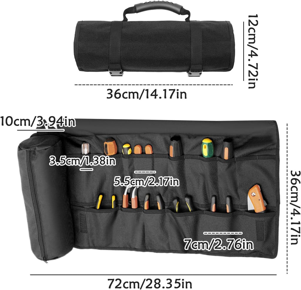  Sac à Outils à Roulettes Avec Poignée, 72 X 36 Cm, Design Imperméable Et Pliable, Matériau Résistant à L'eau Pour Cyclisme, Réparations En Plein Air, Noir Et Marron