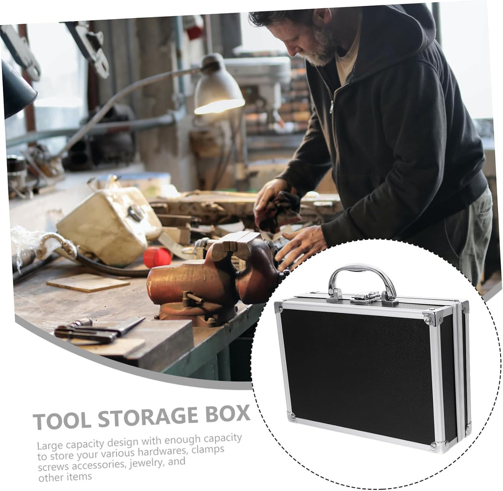  Gatuida Mallette En Alliage D'aluminium Verrouillable Multifonction Poignée Renforcée, Petite Boîte à Outils Portable Noire 23x16x7cm, Rangement Atelier Et Transport Sécurisé