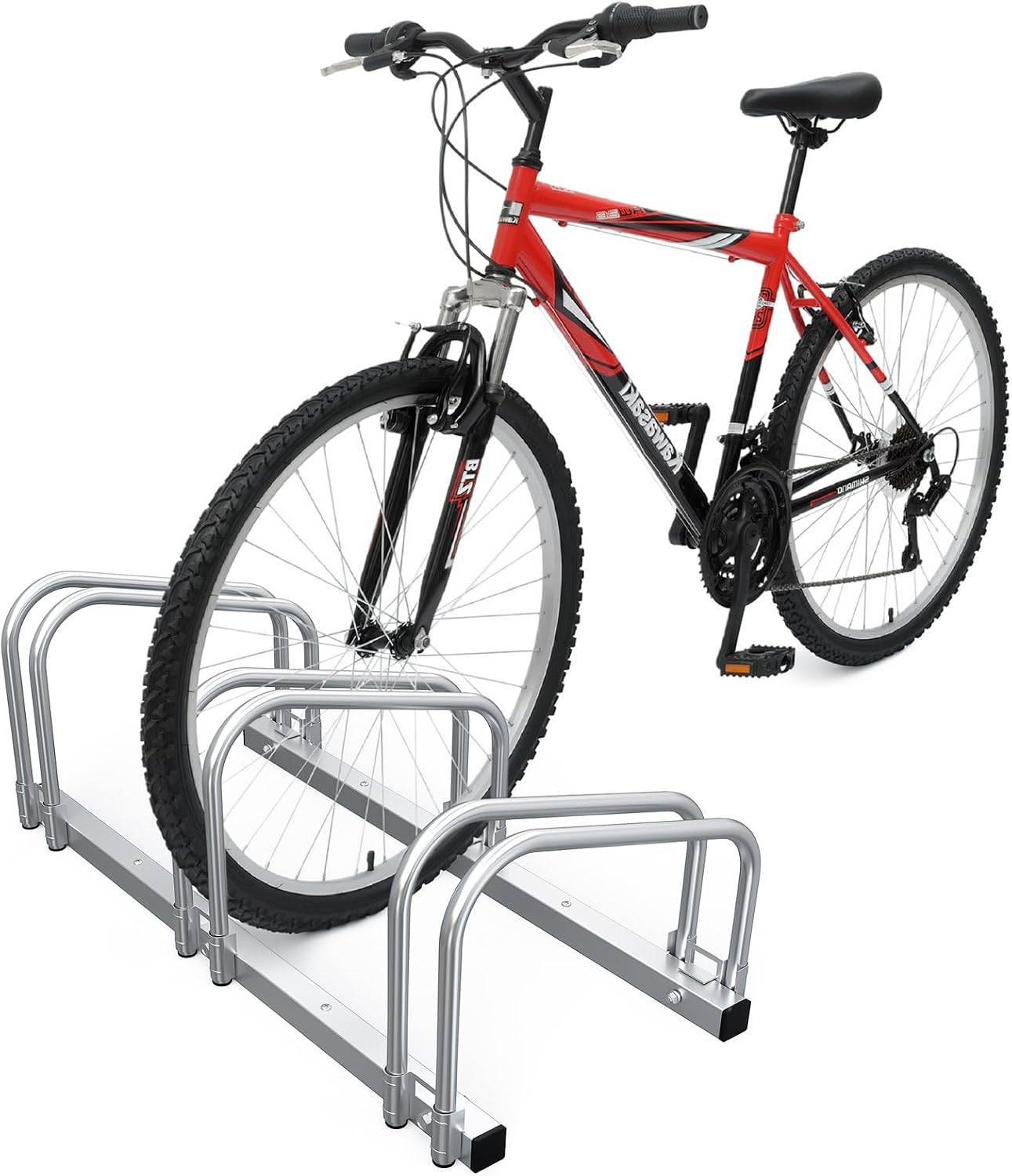  Vounot® Râtelier Vélo 4 Vélos Range Vélo Système Range Vélo Rangement Pour Vélo Support Pour Bicyclette Sol Ou Mural En Acier Revêtu Support De Rangement Vélo Jardin Ou Garage Râtelier Familial