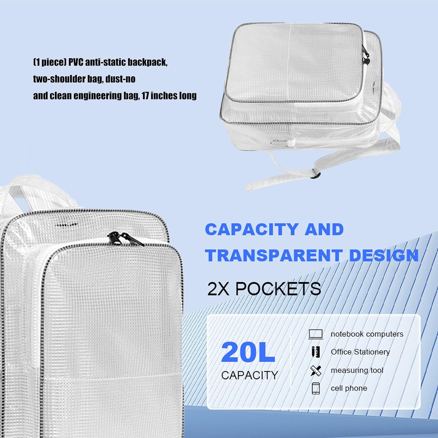  Sac à Dos Anti-électrostatique En PVC Pour Applications De Salle Blanche Sac à Outils Pour Salle Blanche C Sac à Outils Pour Ingénieurs De Travail Sac Transparent