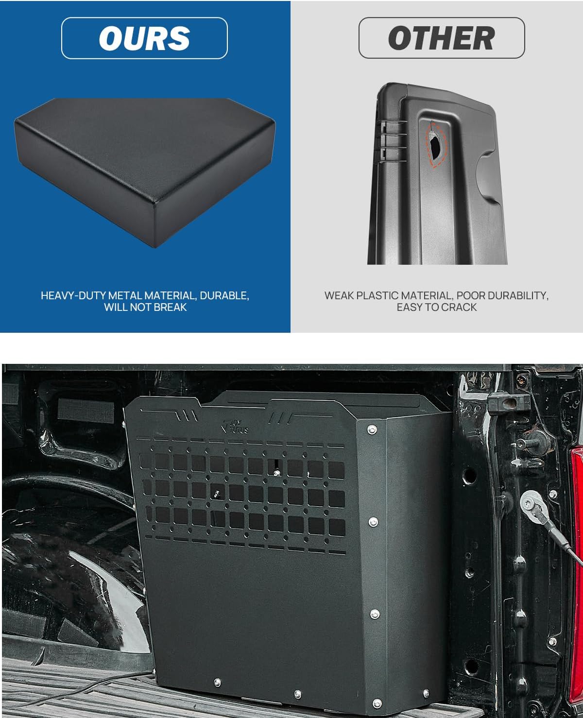  JOYTUTUS Rangement D'outils Pour Camion Robuste – Compatible Avec F150, F250, F350 (2015-2024) – Montage Latéral, Capacité De 57 L, Boîtes à Outils En Métal