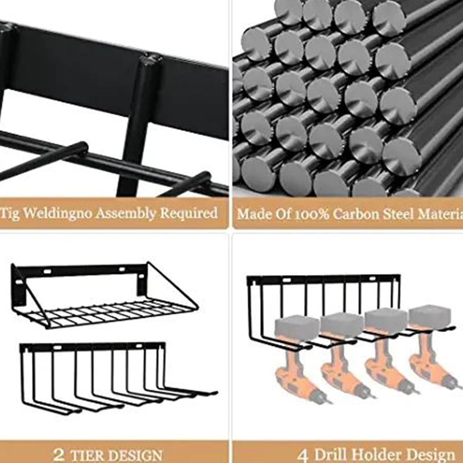 GENERIC Étagère à Outils électriques, étagère De Rangement Pour Perceuse, Support Mural En Métal Pour Garage, Maison, Abri De Jardin, Organisation Pour Perceuses