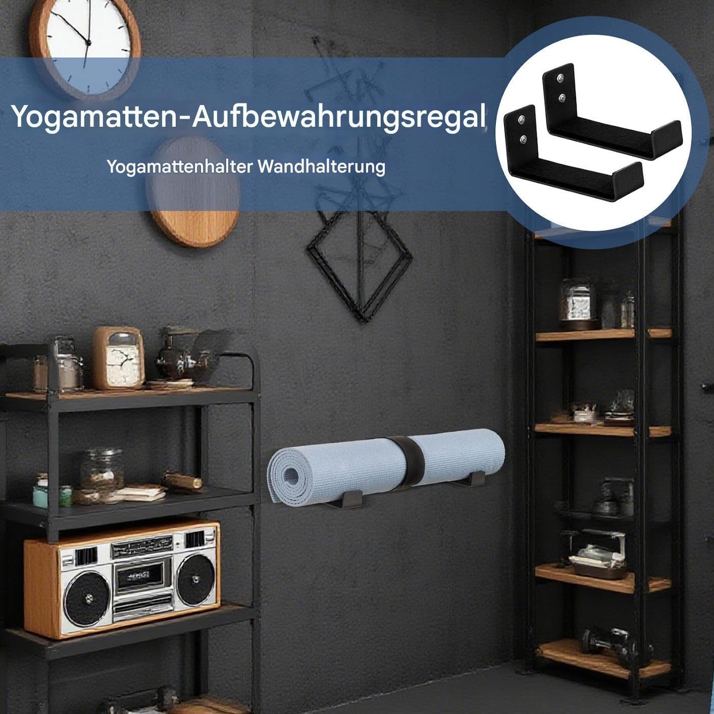  Lot De 2 Supports Muraux Pour Tapis De Yoga - Accessoires De Fitness Pour Bandes De Résistance - Rouleau En Mousse - Pour école, Salle De Danse, Salle De Gym, Maison