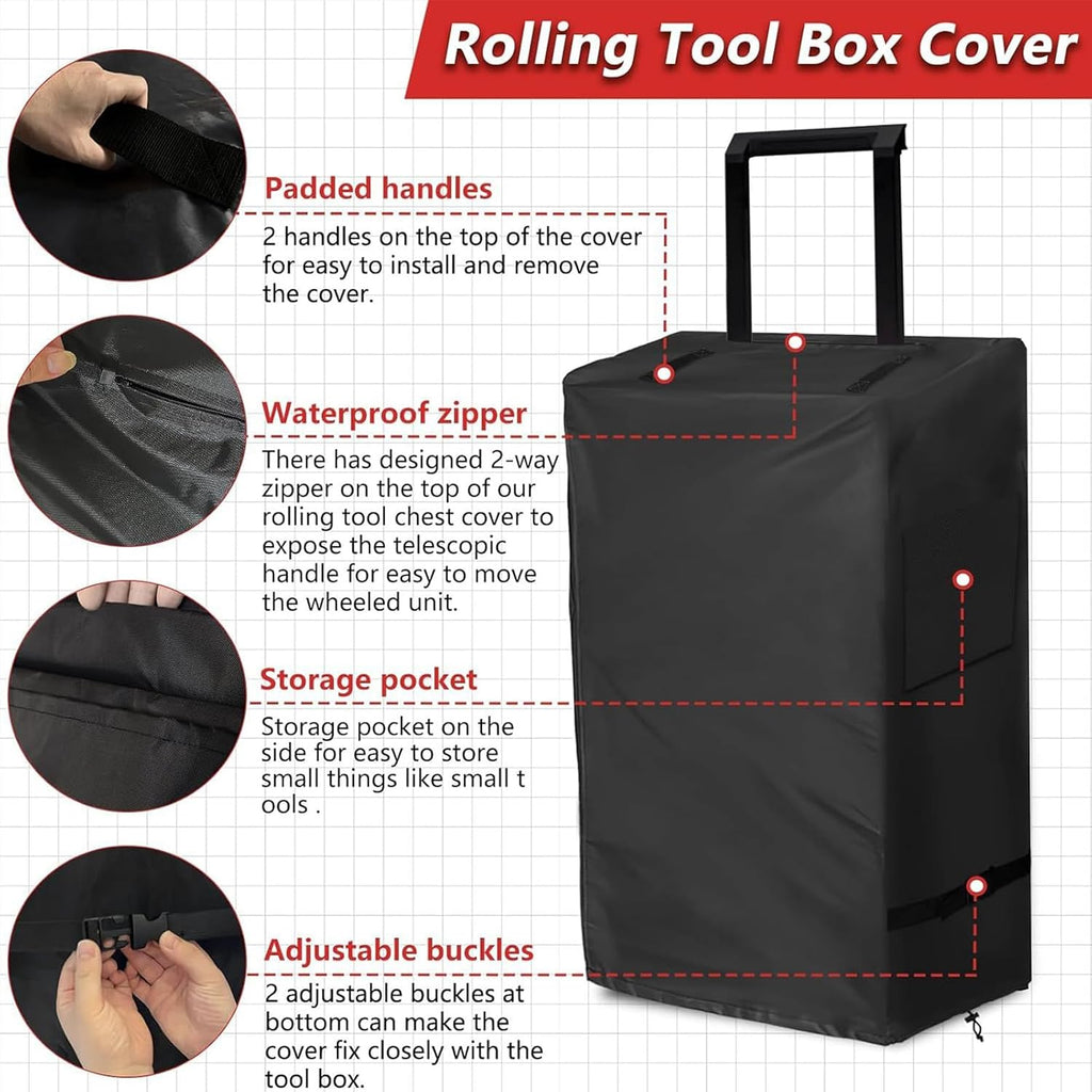 GENERIC Protection De La Boîte à Outils De Roulement, Couverture En Tissu Oxford Pour Boîte à Outils De Roulement - Protection Résistante Aux UV Pour Armoire Avec Roues, Pour étagère Chariot Atelier