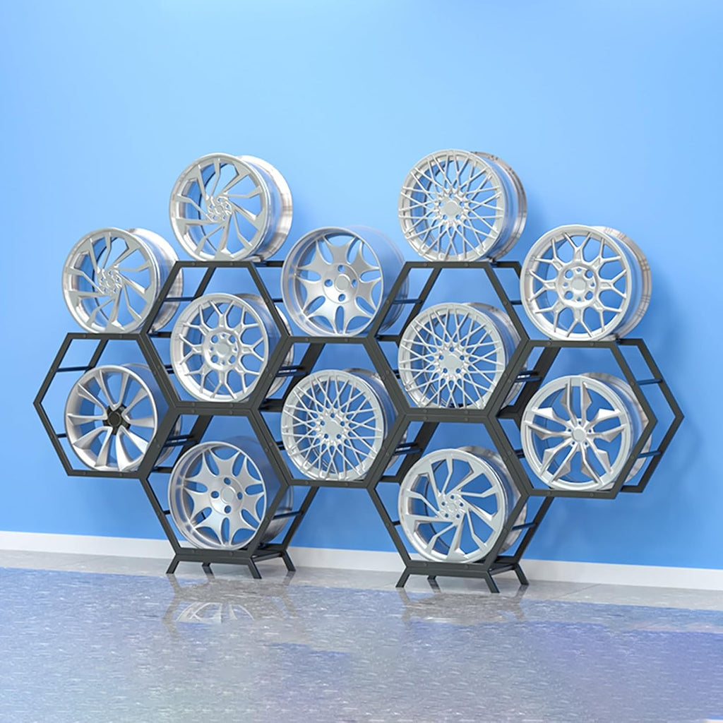  Générique Présentoir Pour Jantes De Pneus En Acier Robuste - Solution De Rangement Multi-pneus Empilable Pour Garage Et Exposition - Supports De Roues De Voiture Durables (Style 3)