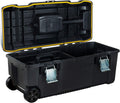  Stanley Fmst1-75761 Gamme Fatmax Boîte À Outils 28" Avec Roues/Poignée Télescopique - Structure Polypropylène - Haute Résistance - Porte-Outils Amovible Noir