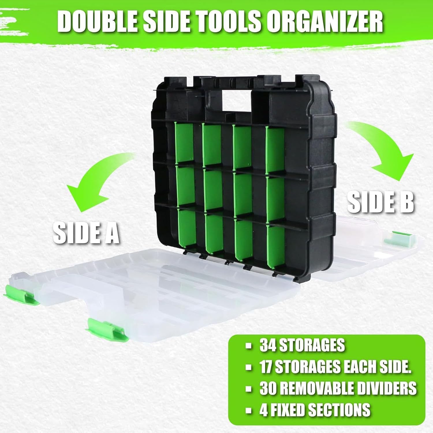 GENERIC Boîte à Outils, Organiseur Transparent à 34 Compartiments – Boîte à Outils Pour Petites Pièces, Boîte à Vis | Pour Atelier, Garage, Matériel De Maison, Boulons, écrous, Forets, Petites Pièces, Bijoux