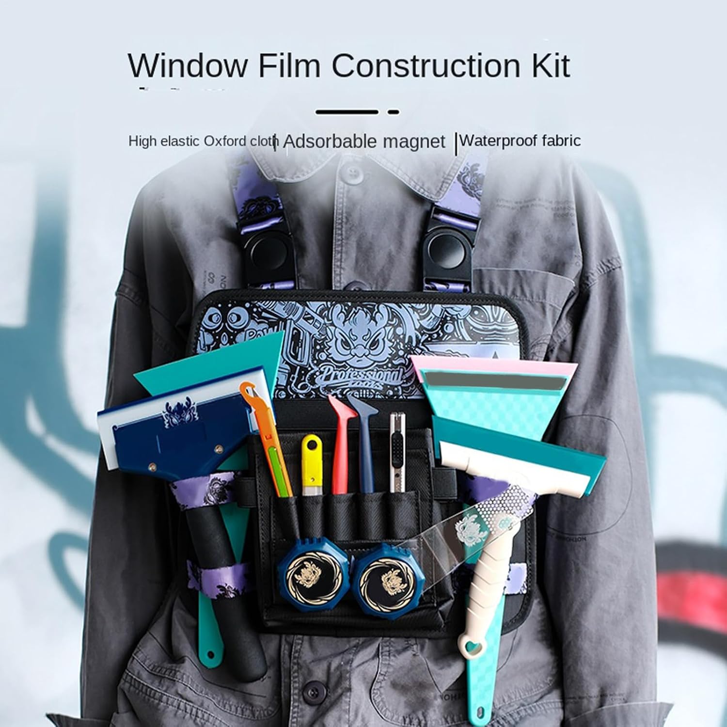 Genérico Organisateur De Sac à Outils, étui En Tissu Oxford De Grande Capacité, Organisateur D'outils Pour Obscurcir Les Fenêtres De Voiture, Sac De Rangement , Accessoire De Réparation