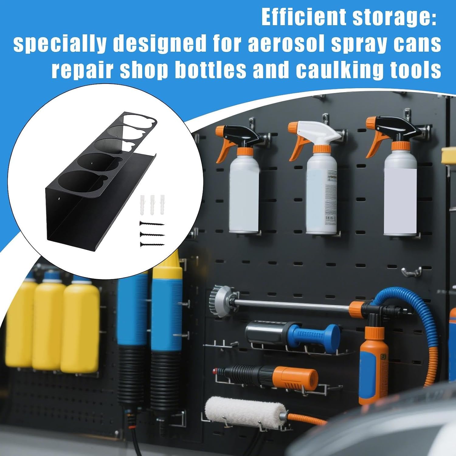 GENERIC Support Mural Pour Spray Adhésif, Organiseur De Rangement Avec Grande Capacité De Charge, Support Mural Avec Support Solide, Accessoire De Rangement D'atelier, Pour Usage Domestique