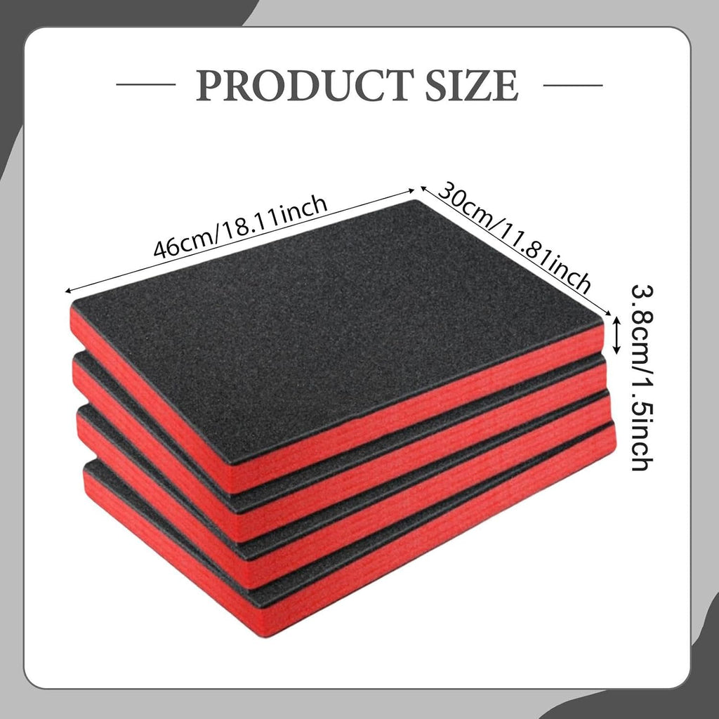  Ensemble De 4 Pièces Pour Boîte à Outils : Inserts Et Doublures En Mousse, Feuilles De Mousse De Protection, Organisateur, Léger Et Amovible, I, 46 Cm X 30 Cm X 3.8