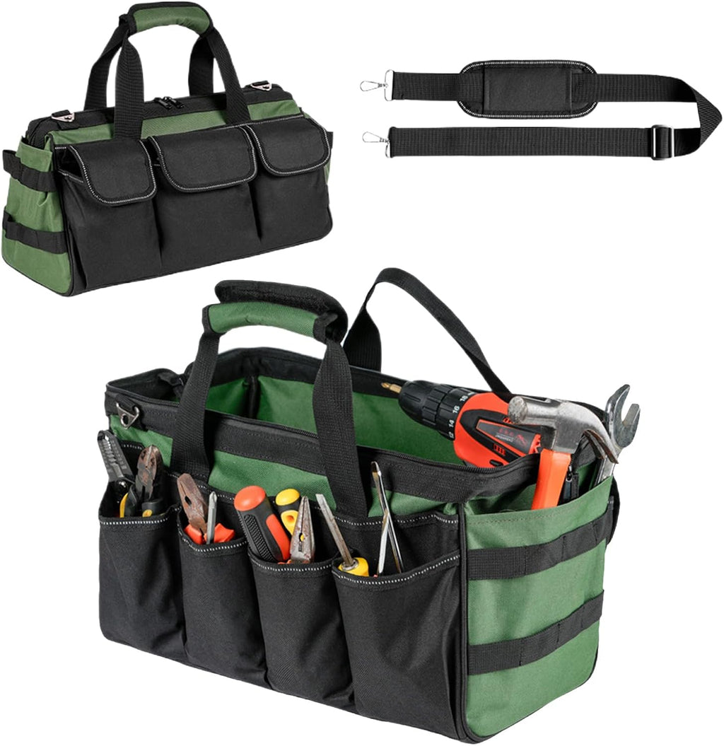  Sac De Stockage D'Outils - Porte-Outils Robuste Avec 16 Poches,Sac À Outils Zippé Avec Bretelle - Pour Hommes Père Mari Mécanicien Plombier Charpentier Garage Construction Réparation