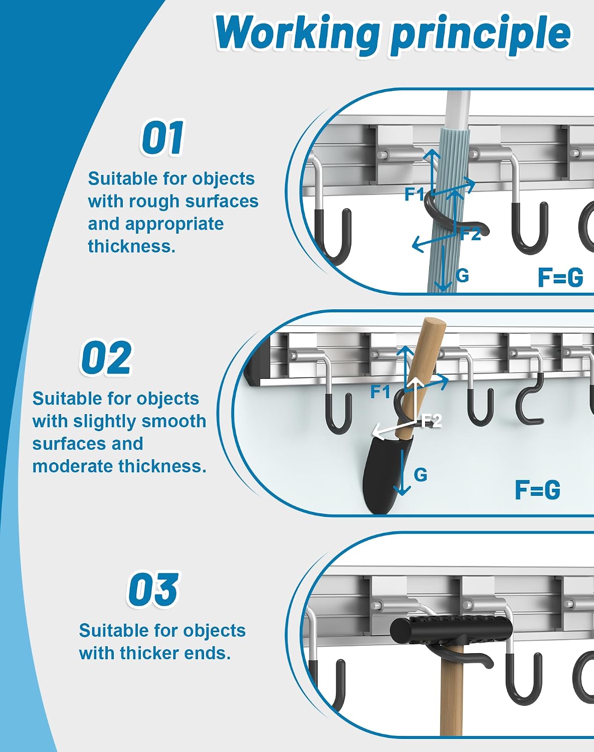  Lot De 1 Support Mural Pour Balai Et Serpillère. Fabriqués En Alliage D'aluminium Robuste Dans Un Design élégant Et Moderne, Ces Supports Sont Parfaits Pour Organiser Votre Buanderie, Garage