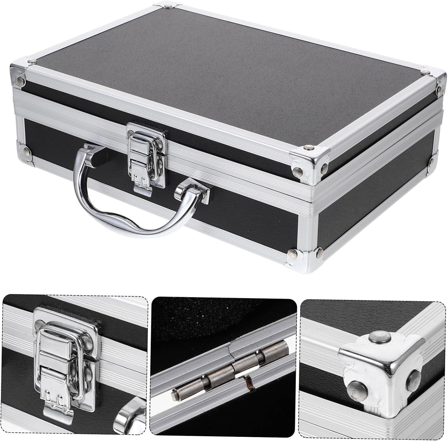  Gatuida Mallette En Alliage D'aluminium Verrouillable Multifonction Poignée Renforcée, Petite Boîte à Outils Portable Noire 23x16x7cm, Rangement Atelier Et Transport Sécurisé