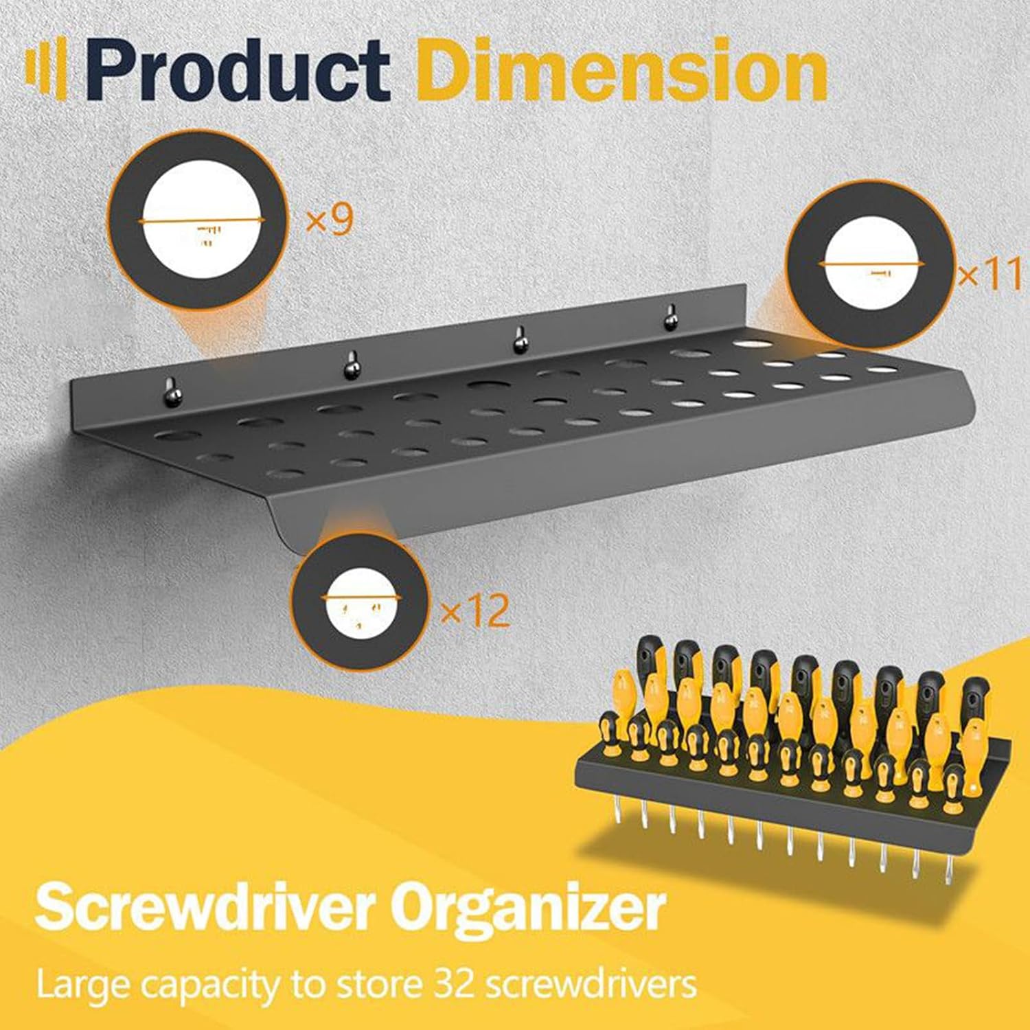  Organiseur De Tournevis | Rangement Mural Robuste Pour Tournevis | Organiseur D'outils Multifonction Pour Garage, Salon, Maison, Atelier, Dortoir