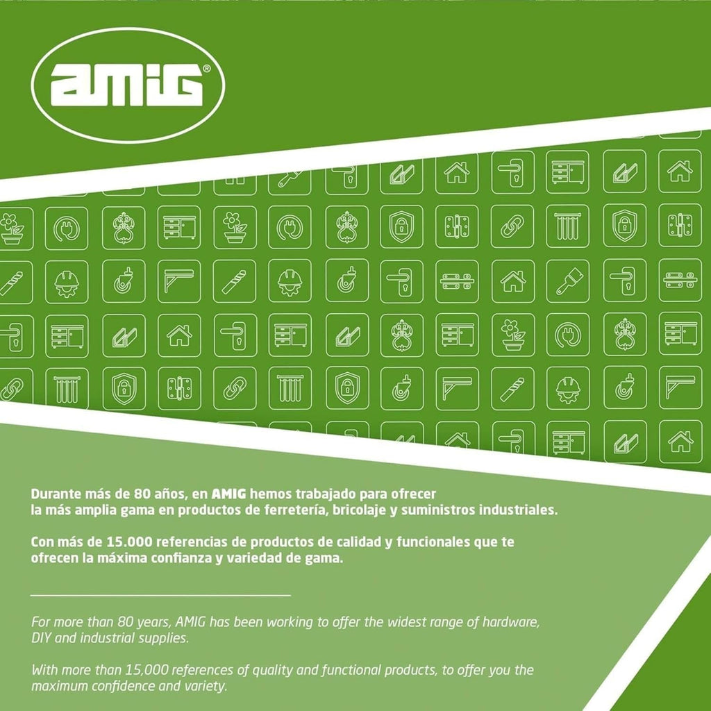  Amig - Security Lock For Sliding Windows Mod.45 | Zip Lock With 2 Keys + Lag Screws For Installation | Made Of Steel With White Finish | Dimensions: 53 X 23 Mm