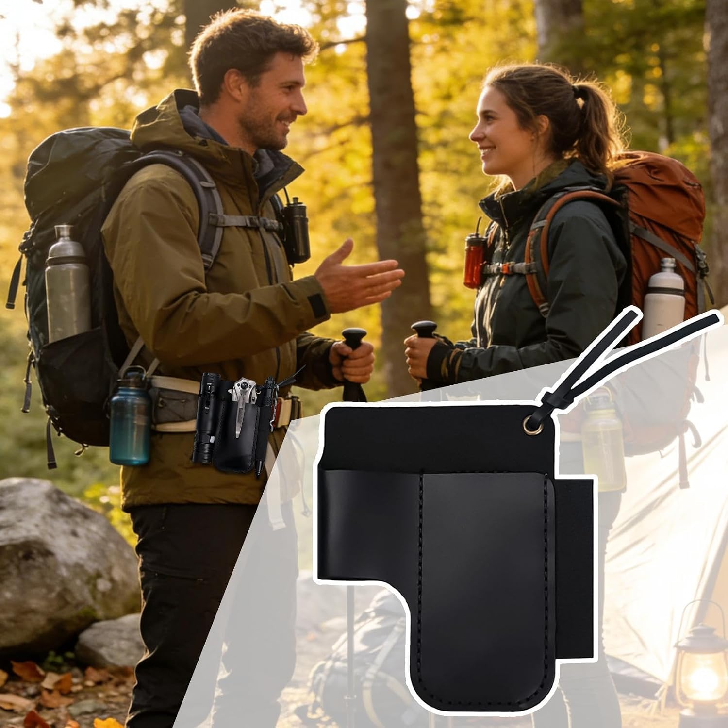 GENERIC Pochette à Outils D'électricien, Support Utilitaire Rétro En Cuir, Sac De Coupe Multifonction, Organisateur De Travail, Porte-outils De Ceinture, Pour Lampe De Poche, Coupe, élagage, Récolte