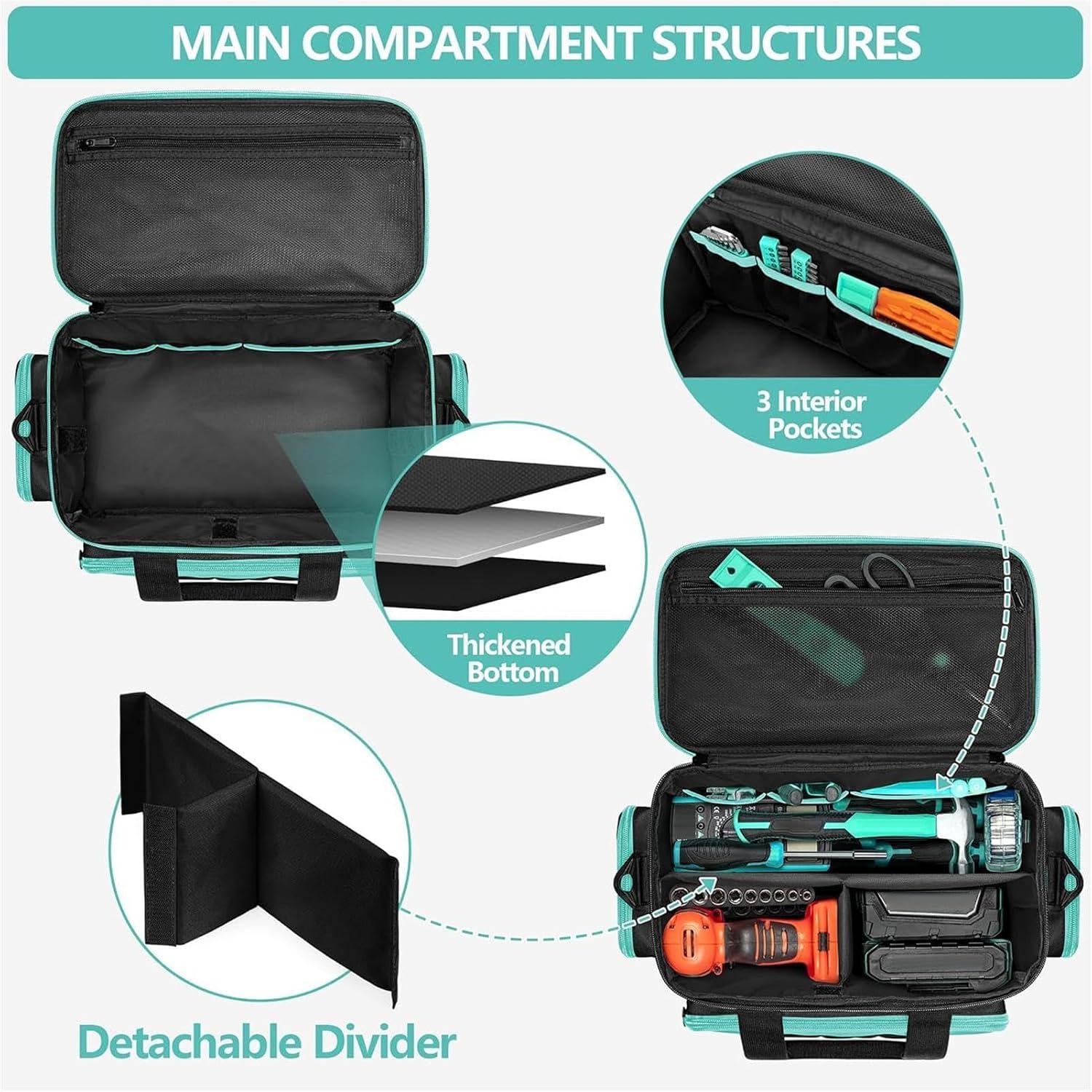GENERIC Sac De Transport à Outils,Mallette De Rangement En Tissu Oxford - Sac à Outils | Pour Construction, Camping, Voyages, Chambres D'étudiants, Travaux De Jardinage, Électriciens Et Charpentiers