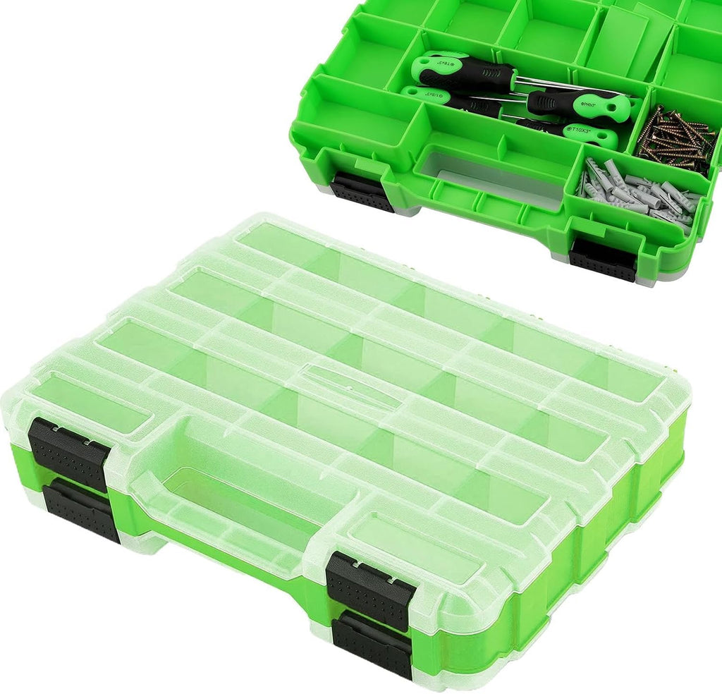  Boîte à Outils,Portable Double Face 34 Compartiments - Boîte De Rangement De Pièces Avec Cloisons Amovibles,pour Électronique, Perles, Bijoux, Quincaillerie, Boulons, Écrous, Forets,