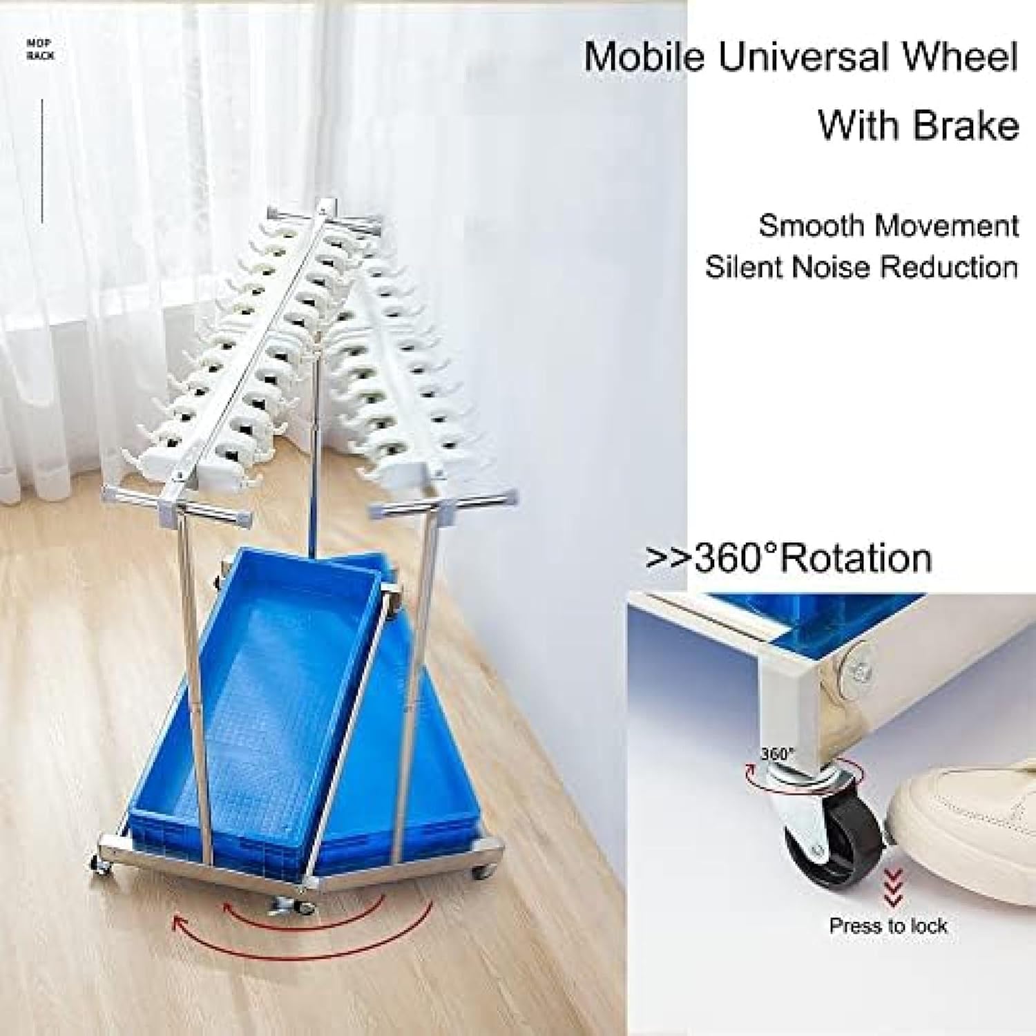 GENERIC Support Utilitaire Pour Balais Et Balais – Chariot à Outils De Nettoyage Avec Roues Pour Le Rangement Et L'organisation Dans Le Jardin, Le Garage, Les écoles Et Les Hôpitaux
