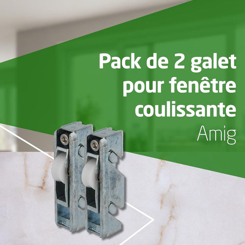  Amig - Roulement Fenêtre Coulissante | Lot De 2 Unités | Taille 79 X 21 Mm | Boîtier Métallique Réglable | Roulement à Aiguilles | Conçu Pour Les Fenêtres Coulissantes | Zamak Zincé