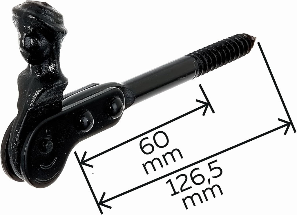  Alberts 307486 Shepherdess Head Shutter Stop | Screw Or Seal | Black Lacquered | 126.5 Mm | Set Of 3 Pieces