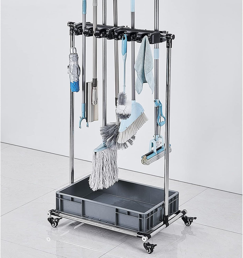 GENERIC Support De Balai à Franges Sur Pied, Chariot à Outils De Nettoyage, Support De Rangement Pour Outils De Jardin, Armoire De Rangement Mobile (Taille : 5 à 6)