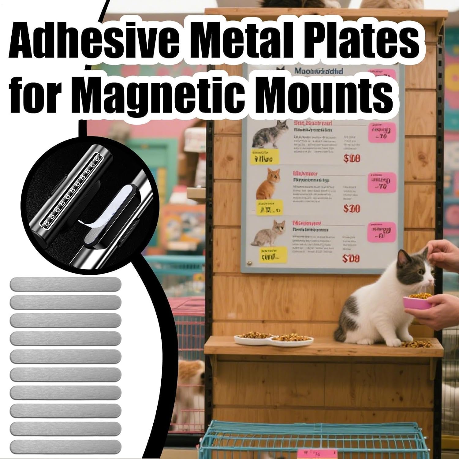  Generisch Plaques En Métal, Support Magnétique, Plaques Minces Adhésives Réutilisables, Base De Montage Amovible, Système De Prise Forte, Design Universel, Accessoire De Support Magnétique, Mur En