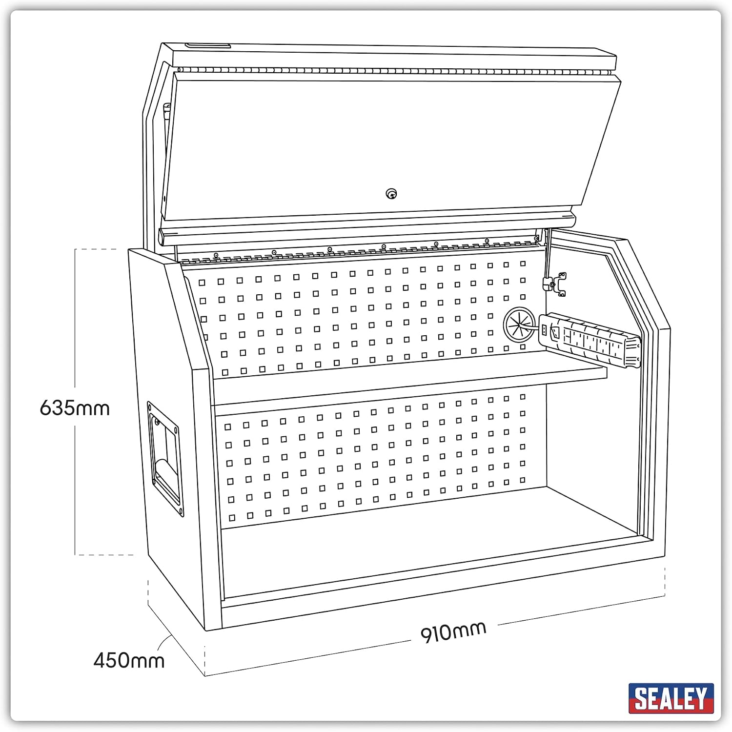  Sealey AP36HBE Clapier De Boîte à Outils Avec Bande D'alimentation 910 Mm