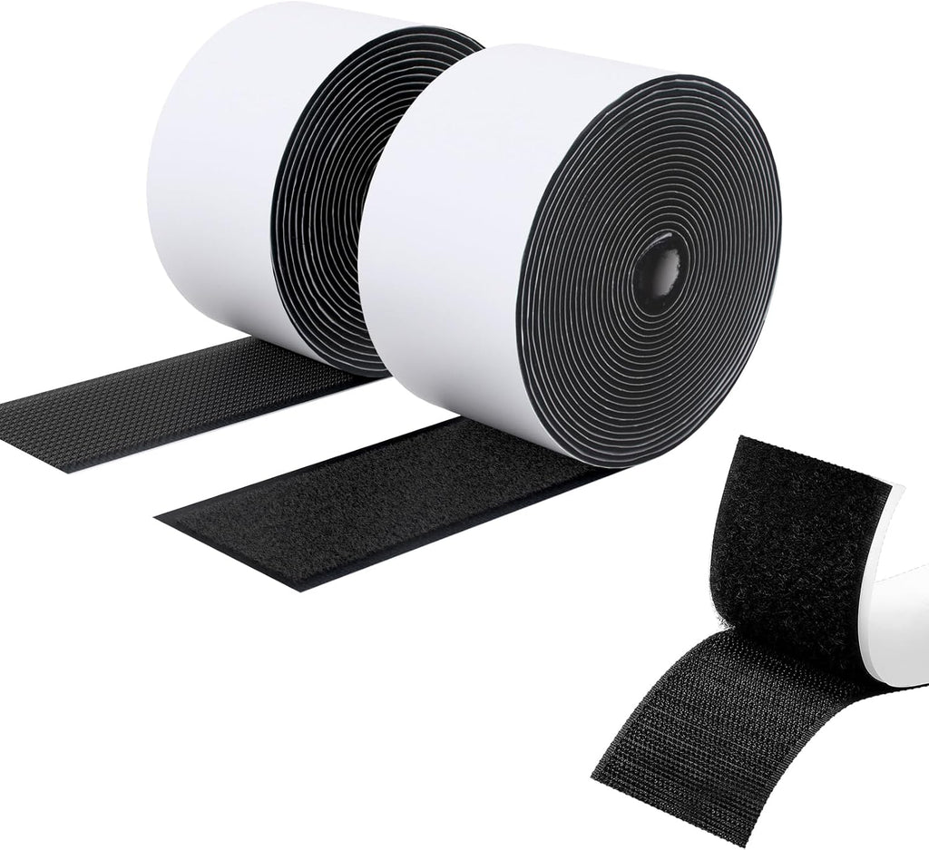  Double Sided Hook And Loop Tape, 20MM X 8M Self Adhesive Tape, Heavy Duty Tape, Interlocking Tape For Photo Frame, Mosquito Net, Carpet, DIY - White