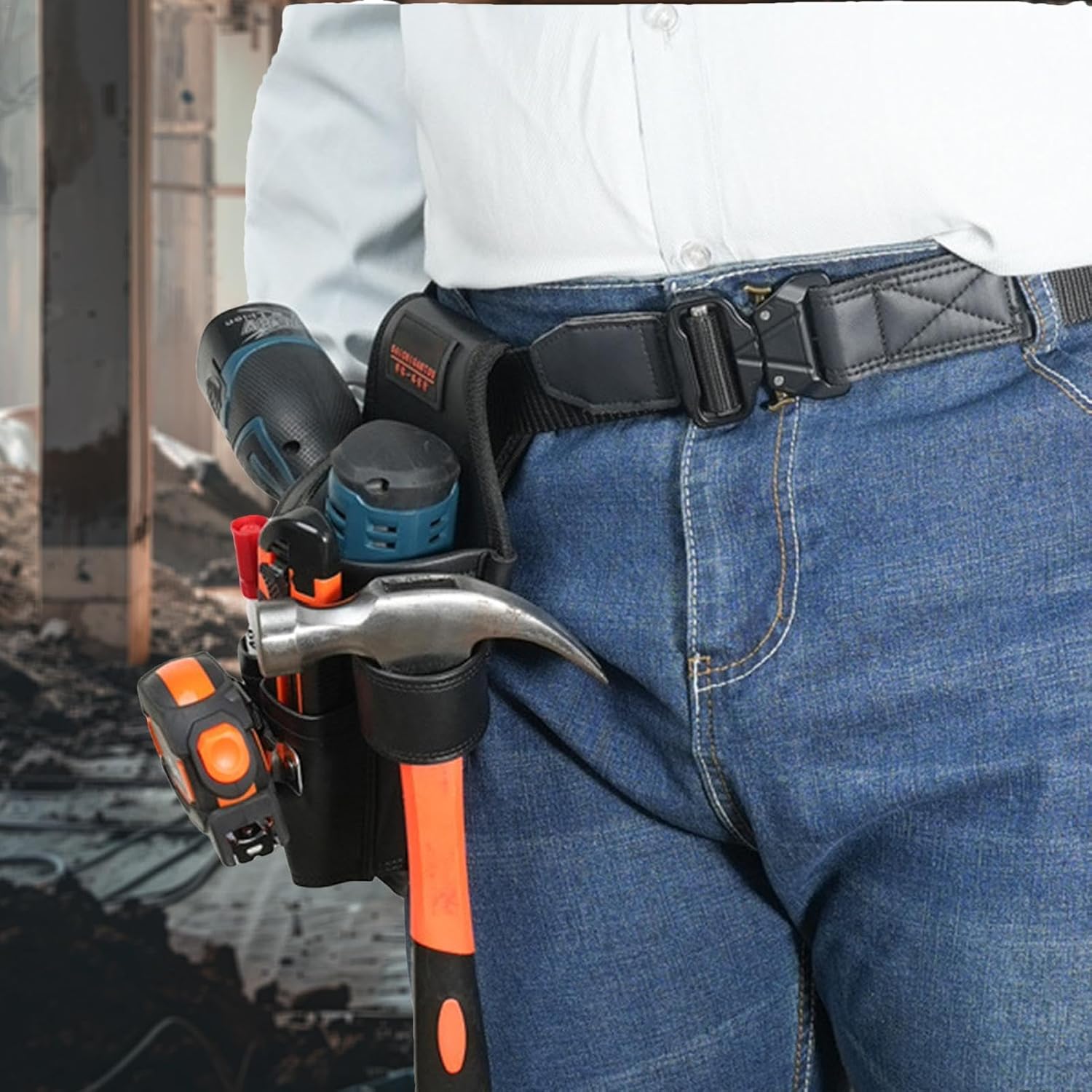 Genérico Tool Waist Bag, Multi Pocket Organizer, Utility Tool Poches, Technician Tool Belt, Tools Waist Organizer Featuring Construction And Adjustable Straps, Making It Suitable For Electricians