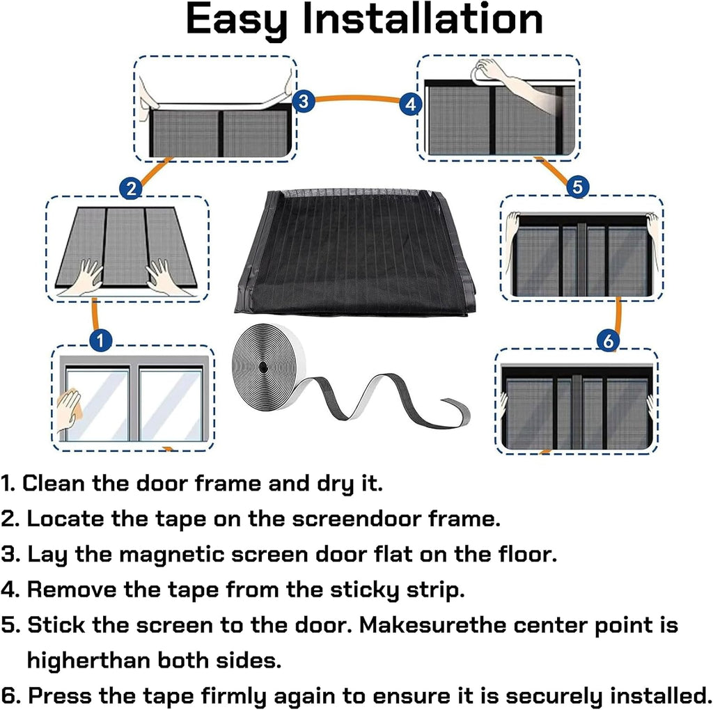  Moustiquaire Magnétique Pour Fenetre 138 X 67 Cm Puissants Aimants, Anti Insecte Moustiquaire De Balcon Sans Perçage, Avec Bande Magique Pour Chambre Salon Cuisine, Noir