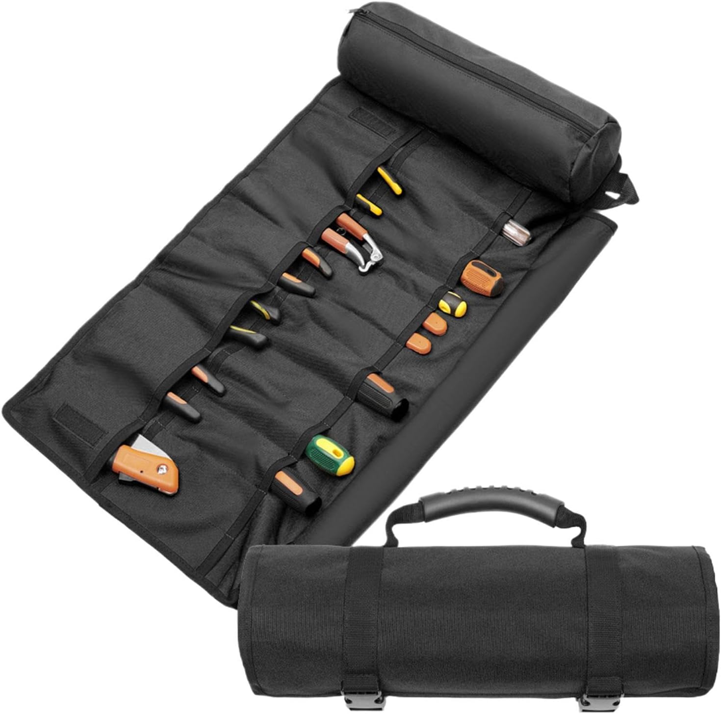  Sac à Outils Enroulable, Sac De Rangement Pliable Imperméable, étui De Transport épais Avec Poignée, Sac De Rangement En Tissu Oxford Résistant à L'usure, Organiseur Portable Multi-poches