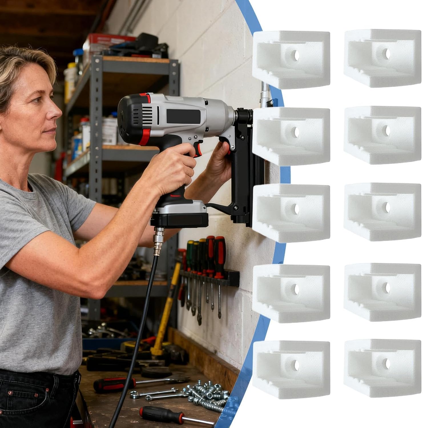 GENERIC Organiseur à Outils Pneumatiques – Support D'outils Pour économiser De L'espace – Rangement D'outils Pneumatiques Pour Outils Pneumatiques – Support Mural Pour Atelier Industriel