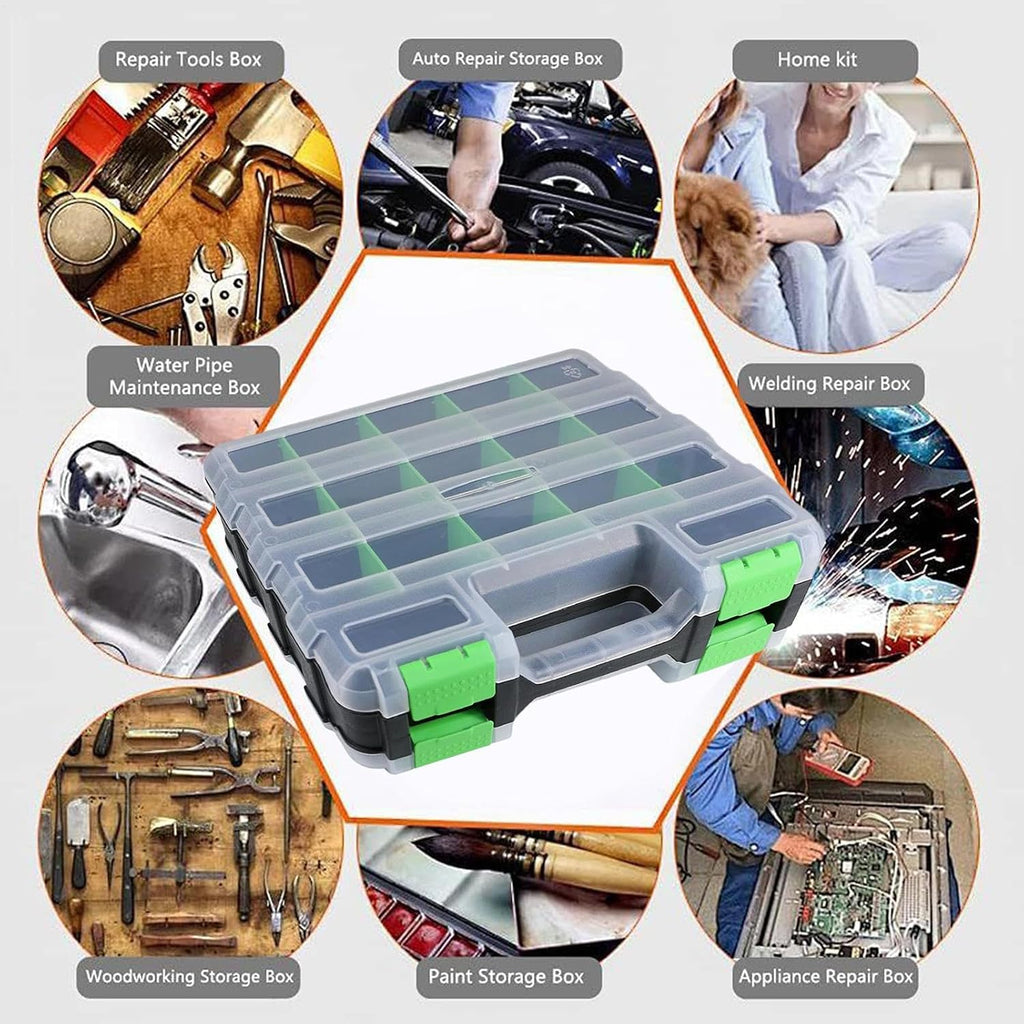 GENERIC Boîte à Outils, Organiseur Transparent à 34 Compartiments – Boîte à Outils Pour Petites Pièces, Boîte à Vis | Pour Atelier, Garage, Matériel De Maison, Boulons, écrous, Forets, Petites Pièces, Bijoux