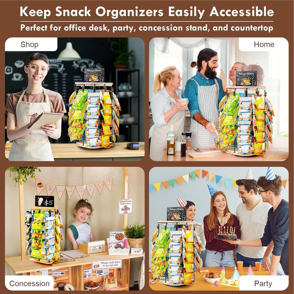  Générique Présentoir À Snacks Pour Comptoir - Organisateur De Snacks Avec Porte-Chips - Support Tournant 5 Niveaux 40 Crochets Stockage Aliments Pour Maison & Magasin