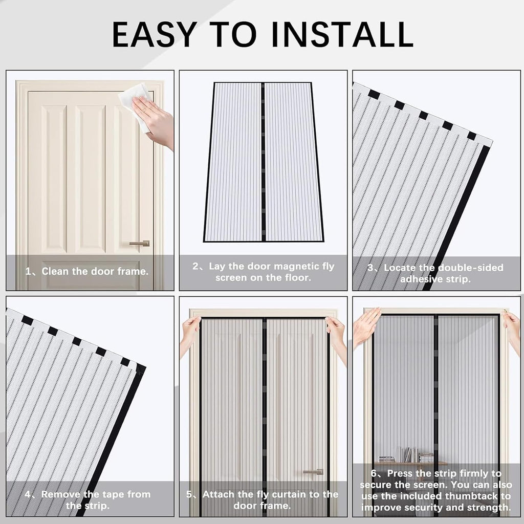  Mosquito Net Window Curtain 73 X 113 Cm (W X H) Anti-Mosquito Automatic Closing No Drilling Fine Mesh Made To Measure For Balcony Doors, Cellar Doors, White