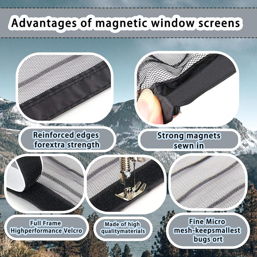  Moustiquaire Porte Fenetre 93 X 117 Cm Moustiquaire Magnétique Arrêter Autres Insectes Bestioles Pour Couloirs, Salon Cuisine Baie Vitree, Noir