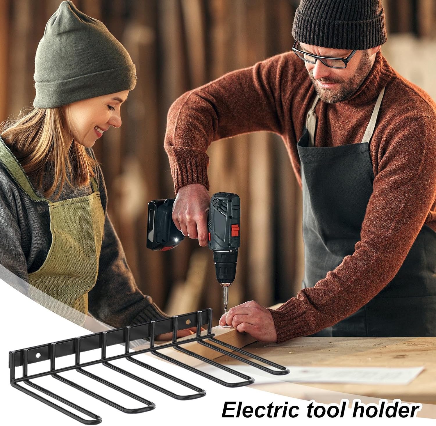  Générique Drill Holder Wall Mount, Cordless Power Tool Organizer, 14.88x6.89x1.77 Inches, Storage Rack Thickened Design, Wall Mounted Utility Shelf For Garage, Workshop (Multicolor)