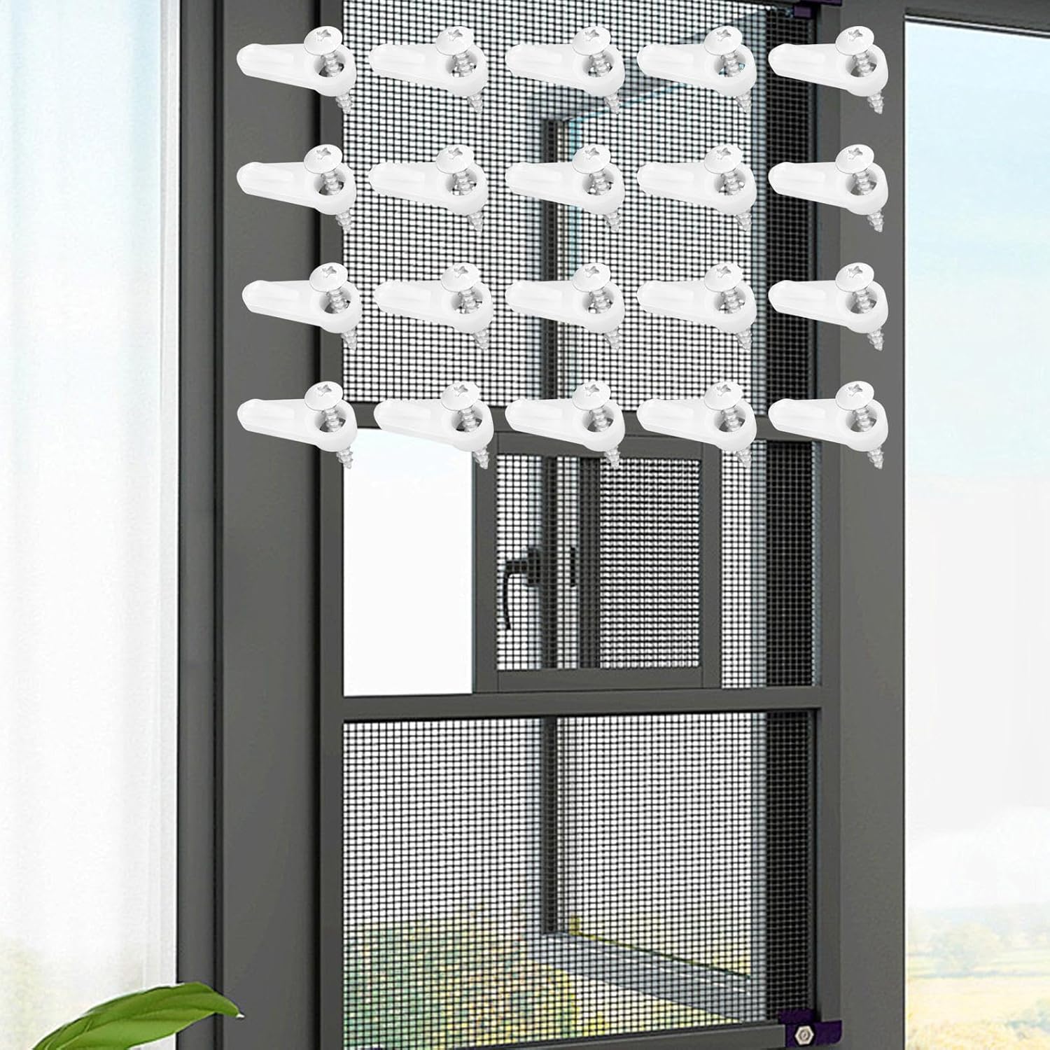  Clips Fixation Moustiquaire,20 Pièces Quincaillerie Fixation Moustiquaire Avec Vis - Clips Sécurisés Pour Contre-fenêtre - Pour Maison Appartement Dortoir Salon Chambre Bureau Cuisine Salle De Bain