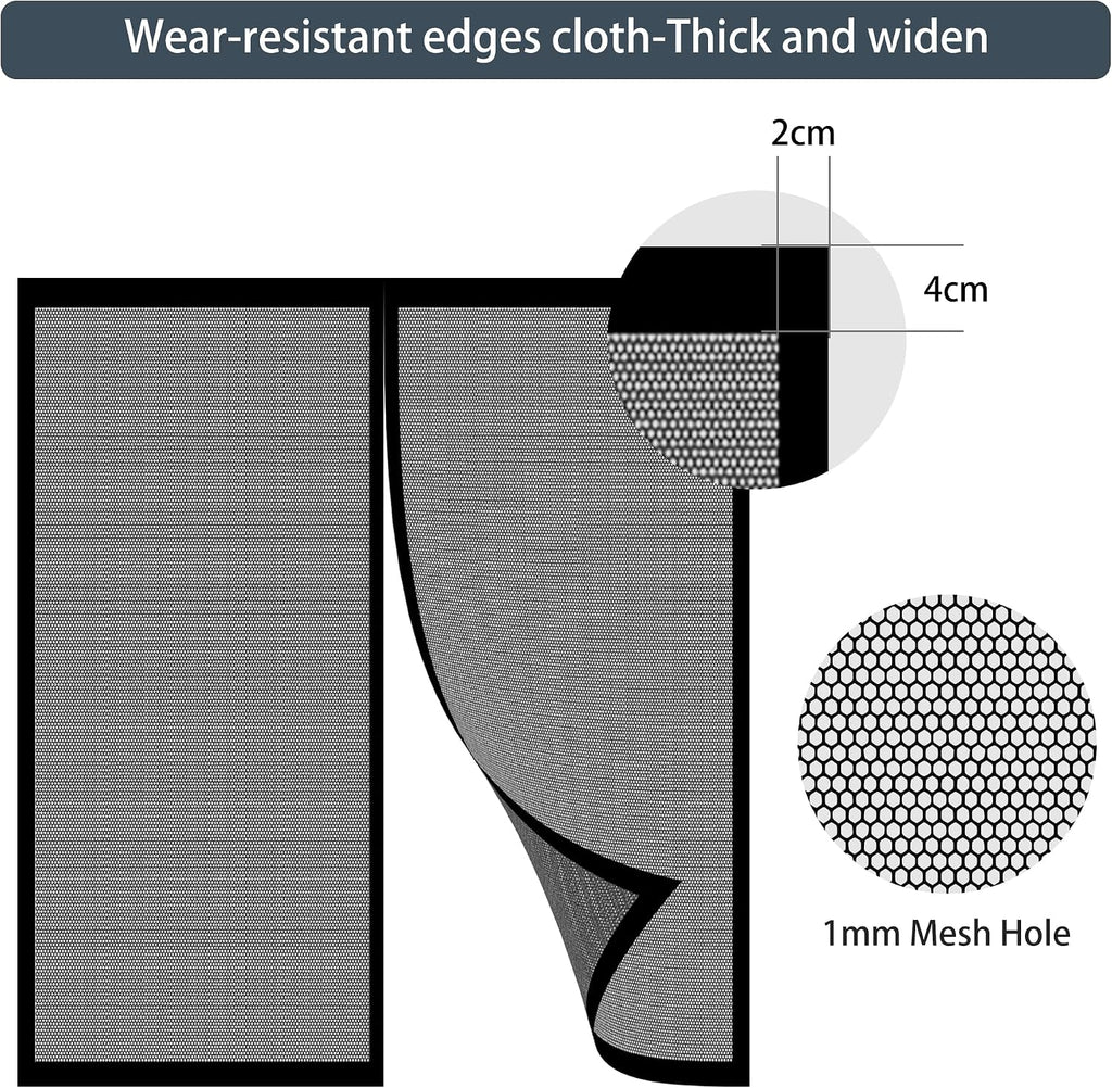  Mosquito Nets For Window 78 X 105 Cm With Magnets Mosquito Net On Curtain Breathable Ultra Thin Mesh For Window Patio Doors, Black