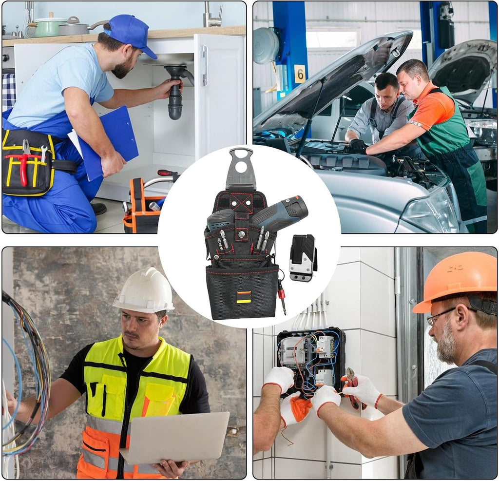  Pochette Ceinture Outils Électricien,Sac Organisateur De Travail Utilitaire Magnétique | Étanche Et Résistante Porte Perceuse Et Vis Outdoor Chantier