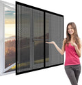  Mosquito Net Window 119 X 100 Cm Roll-Up Magnetic Automatic Stop For Types Of Windows, Black