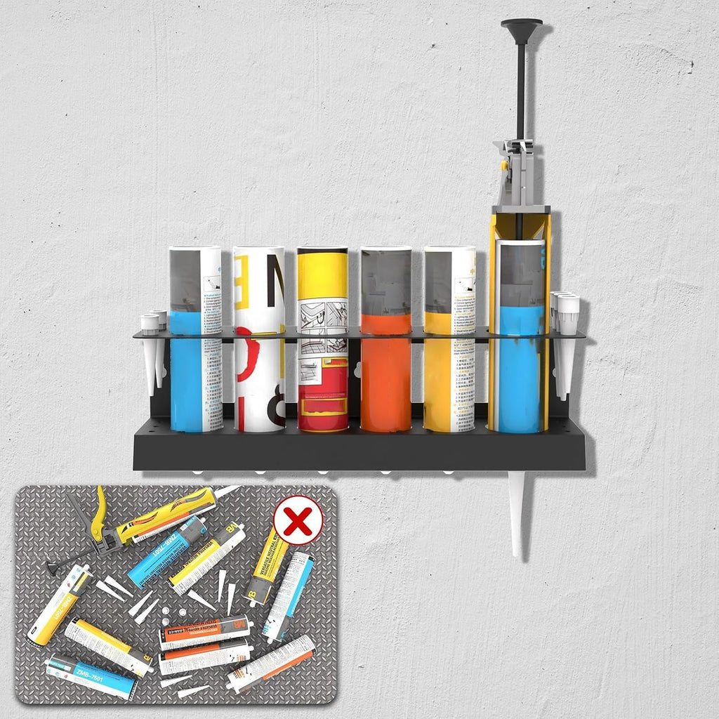  Support Pour Cartouche De Mastic, Porte Tubes Joint, Organisateur Murale Pour Atelier Et Détail Auto Avec Buses Et Flacons