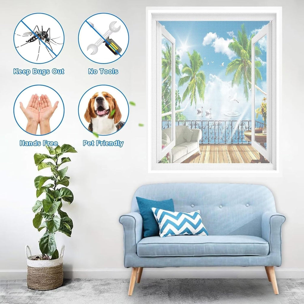  Mosquito Net Window 90 X 175 Cm White Mosquito Net Window Screen With Adhesive Strips