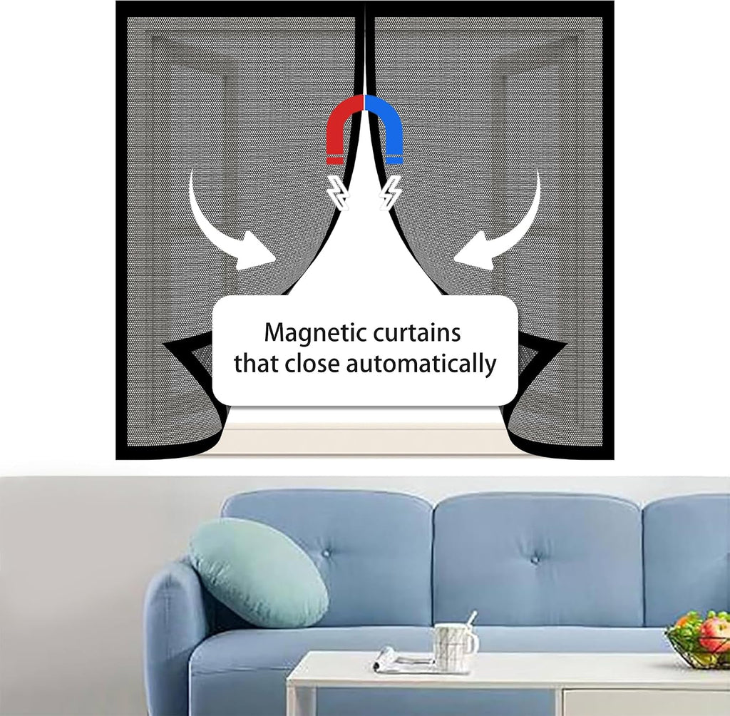  Diy Adjustable Magnetic Mosquito Net 97 X 107 Cm Mosquito Net Magnetic Door Breathable Ultra Thin Mesh For Home Windows, White