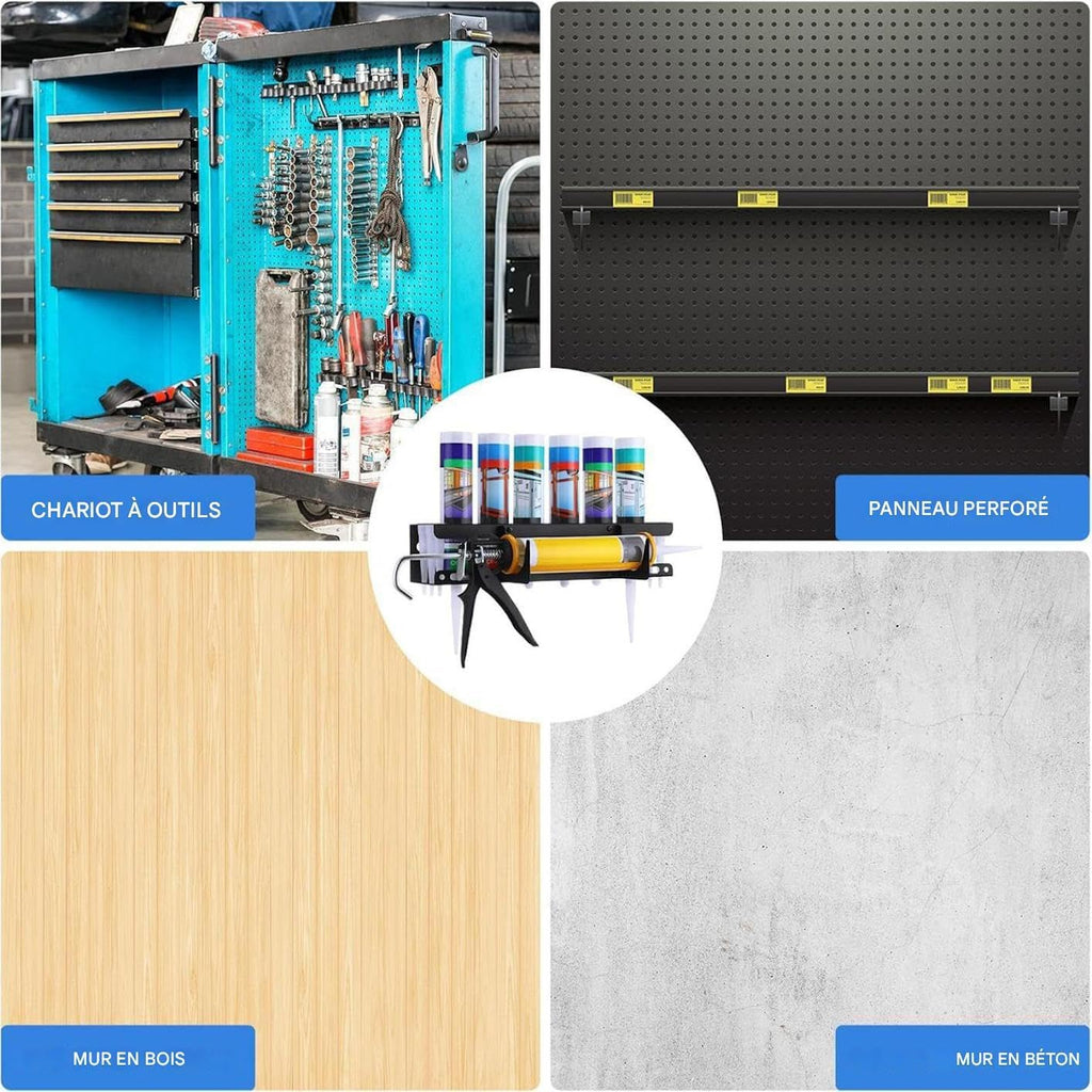  Support Pour Distributeur De Mastic D'Atelier - Organisateur Mural Pour Tubes De Mastic D'Atelier - Rangement Pour Outils De Professionnels En Rénovation Et Maintenance