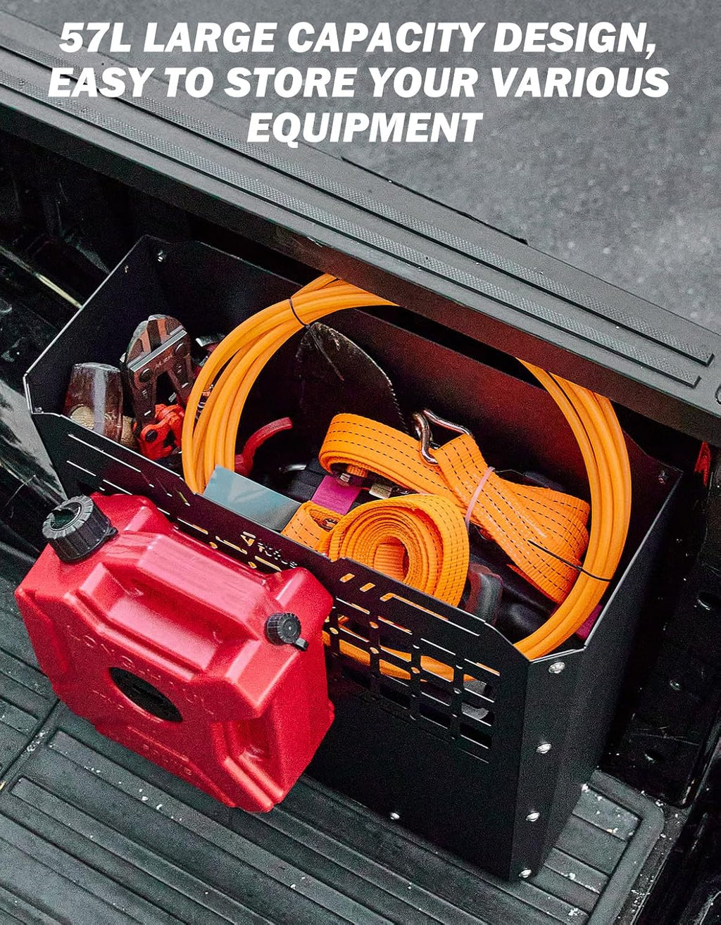  JOYTUTUS Rangement D'outils Pour Camion Robuste – Compatible Avec F150, F250, F350 (2015-2024) – Montage Latéral, Capacité De 57 L, Boîtes à Outils En Métal