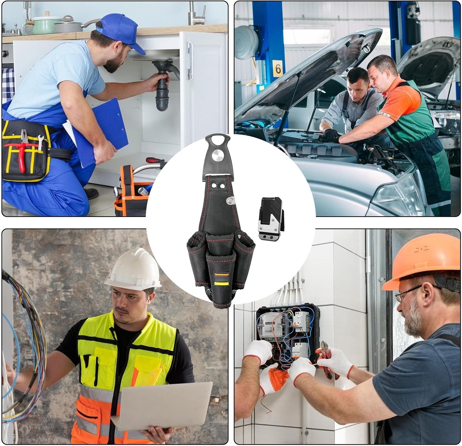  Sac à Outils D'Électricien | Grand Organiseur De Rangement Multifonction - Porte-outils De Ceinture | Pour Bricoleur, Entrepreneur, Mécanicien, Plombier, Menuisier,