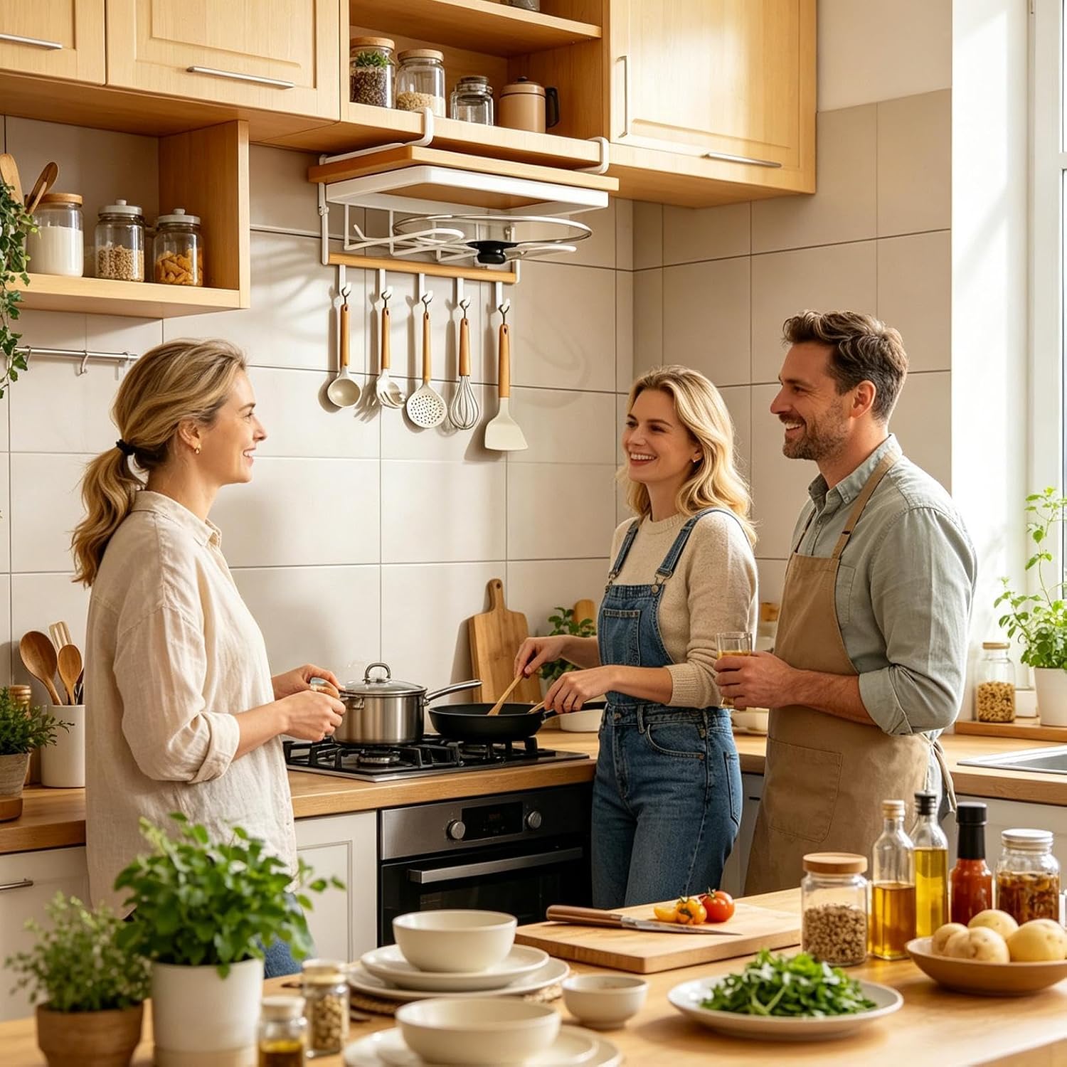  Générique Organiseur Sous Meuble - Gain De Place En Métal Robuste,Organisateur Sous Placard Support Planche à Découper - Pour Planche à Découper, Couvercle, Spatule, Louche, Torchon Et Maison,