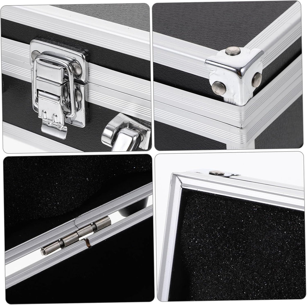  Gatuida Mallette En Alliage D'aluminium Verrouillable Multifonction Poignée Renforcée, Petite Boîte à Outils Portable Noire 23x16x7cm, Rangement Atelier Et Transport Sécurisé